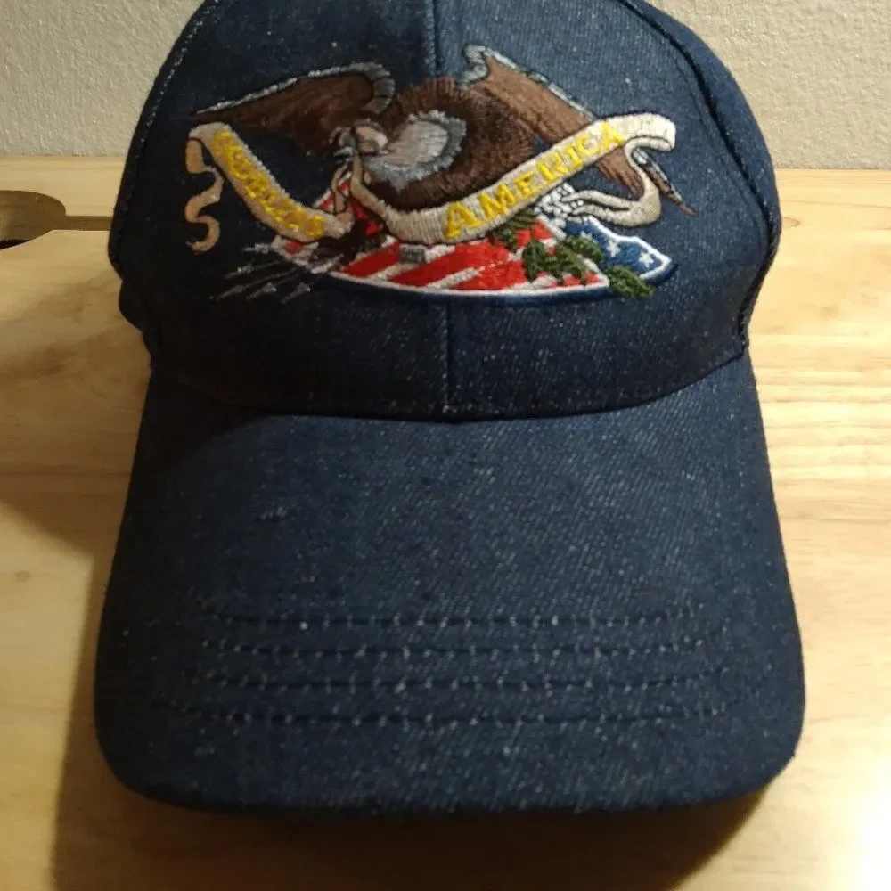 Vintage God Bless America Eagle Denim Hat